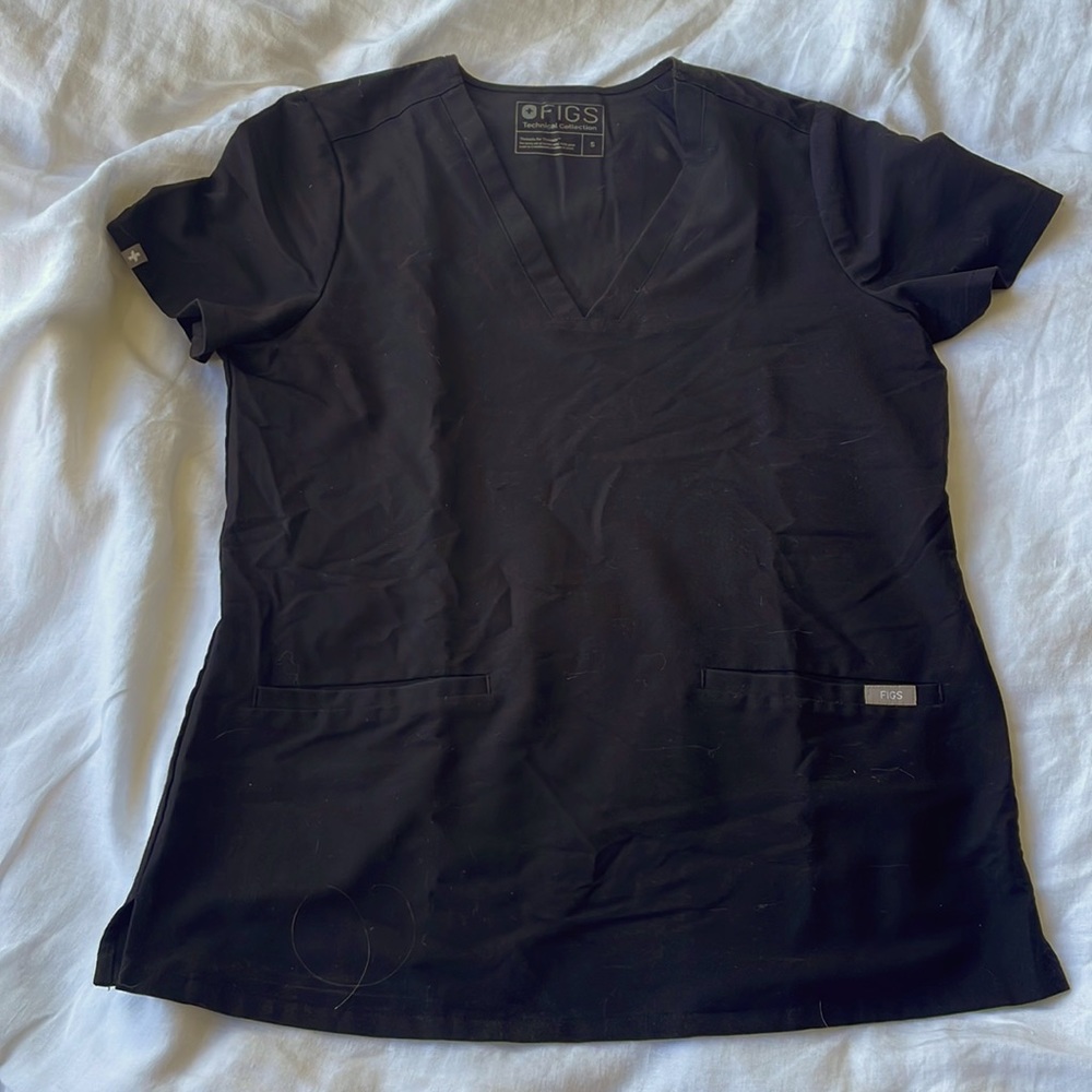 Figs Black Casma Three Pocket Scrub Top